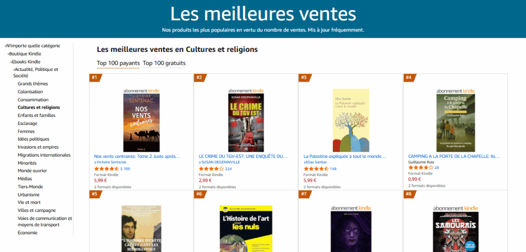 Classement Amazon Cultures et Religions